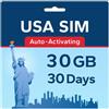 TSIM Scheda SIM USA 30 giorni 30 GB | Rete 5G multi-operatore ad alta copertura | Attivazione automatica | Piano ricaricabile | Hotspot consentito | Solo dati