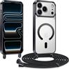 Kokio Cover Magnetica per iPhone 17 Pro Case avec Cordino,Compatibile con MagSafe, Trasparente Morbido Custodia Paraurti Antiurto, Resistente all'us, Antigraffio, Nero
