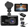 Podazz Dash Cam Doppia Telecamera per Auto con Scheda SD da 32 GB, 1080P Visione Notturna, 3 Pollici Obiettivo Grandangolare di 170°, WDR, G-Sensor, Registrazione in Loop, Sensore Parcheggio