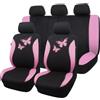 Flying Banner Coprisedili per auto in rete traspirante, Motivo a farfalla colorata, protezione compatibile con airbag (Set completo, Rosa chiaro)