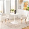 MEUBLE COSY Set Sala da Pranzo da 3 Pezzi con 1 Tavolo Rotondo e 2 Sedie, Struttura in Acciaio per Cucina e Soggiorno, Legno ingegnerizzato, Bianco + Beige, 80x80x73/56x56x78 cm