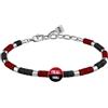 Clondo Bracciale Uomo Donna Milan in Acciaio - Collezione Ufficiale Calcio - Accessorio Elegante e Sportivo con Logo - Idea Regalo per Tifosi - Vari Modelli Disponibili (Beads Sport Milan 1899)