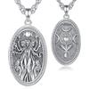 AEONSLOVE Collana Ruota di Ecate Argento 925 Ciondolo Dea Ecate Donna Uomo Medaglione Tripla Luna Hecate Gioielli Wiccan da Strega
