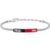 Clondo Bracciale Uomo Donna Milan in Acciaio - Collezione Ufficiale Calcio - Accessorio Elegante e Sportivo con Logo - Idea Regalo per Tifosi - Vari Modelli Disponibili (Red Black Plate 1899)
