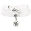 oasymala Bracciale Mala da 6 mm con 108 perline, collana Yoga Zen con ciondolo Buddha e loto per la preghiera (Giada bianca (White Jade))