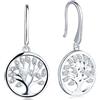 JO WISDOM Orecchini Albero Della Vita Argento 925 Donna con AAA Zirconia Cubica (argento, zirconi cubici1)