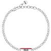 Clondo Bracciale Uomo Donna Milan in Acciaio - Collezione Ufficiale Calcio - Accessorio Elegante e Sportivo con Logo - Idea Regalo per Tifosi - Vari Modelli Disponibili (Slim Plate Chain Red)