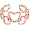 Purelei Heartbeat - Anello regolabile impermeabile con cuori di diverse dimensioni, in acciaio inox placcato oro 14 carati, placcato oro rosa 18 carati o argento (misura 55-62)