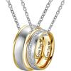 Banemi Collana coppia per 2, I Love You Incisione Anello con Ciondolo Oro con Catena di Metallo Regalo per San Valentino, Cristallo, Zirconia Cristallo