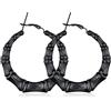 FOCALOOK Orecchini a Cerchio Donna Acciaio Nero, Orecchini Grandi in Acciaio Hoop Orecchini Tubolari Bombati 40mm Confezione Regalo