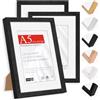 HIMEETIME® 3x Cornice per foto-A5 14,8x21cm,legno di ayous,nero,Passepartout 10X15cm,Cornice per foto 15x21medie con vetro artificiale infrangibile-Montaggio a parete o esposizione da tavolo
