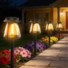 DoXtreme Luci Solari da Giardino 2 Pezzi Lampade Solari da Terra con Paletto e Maniglia LED 3000K a Filamento Caldo Impermeabile IP65 Auto Accensione Tramonto per Esterno Vialetto Terrazzo Balcone Campeggio