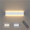 Klighten Applique da Parete LED Interno Dimmerabile con Telecomando, Lampada da Parete Decorativo Mordern, per Soggiorni, Camere da letto, Bagno, 800-2000 Lumen, 3000K-6000K, 20W, 61cm, Bianco