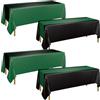 PTECDROTS 4 tovaglie verde scuro e nero, copertura per tavolo di laurea, impermeabili, usa e getta, rettangolari, per compleanni, matrimoni, feste, decorazioni, 130 x 220 cm