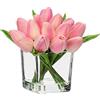 Oairse 14 tulipani fiori artificiali tulipani fiori artificiali sensazione reale tulipani in lattice artificiali in vaso di vetro, decorazione per matrimoni, interni ed esterni, cucina, ufficio
