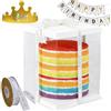 Joyseedi Scatola trasparente per torte da 25,4 cm, 30 x 30 x 40 cm, scatola regalo trasparente per torte con coperchio, bandiera per feste di compleanno, cappello di compleanno, contenitori in plastica per