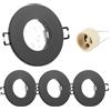 Doughelec Faretti incasso cartongesso GU10 Alluminio IP65 Cornice Nero, Portafaretto Bagno Faretto led da incasso per cartongesso impermeabile incl.portalampada GU10 Rotondo 68mm, 230V 4 Pezzi