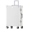 Aoliwei Telaio in alluminio S (55 cm) bagaglio a mano - Trolley leggero 100% PC rigido effetto metallo 35L business valigetta con TSA, 4 ruote silenziose a 360°, Bianco(telaio in alluminio+pc), M