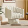 SEYNAR Mid Century - Poltrona rotonda girevole a 360 gradi, con ampia imbottitura, in morbido tessuto di velluto, per soggiorno, camera da letto, ufficio, sala d'attesa (beige)