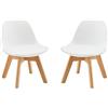 LuxNook Set di 2 Sedie per Bambini con Gambe in Legno, Sedia Piccola in PP+PU con Schienale per Cameretta, Sedia da scrivania per Bambini, Bianco