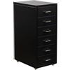 HollyHOME Classificatore Mobile con 6 Cassetti, Organizzatore di Cartelle con Ruote, Armadietto in Metallo con Ruote per Casa, Ufficio e Scuola, Nero