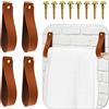Abeillo 4 Ganci da Parete in Pelle, per Asciugamani, Cinghia, per Bagno, Cucina, Camera da Letto, Decorazione Bohémien Nordico (Soffiato)