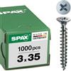 SPAX Vite universale, 3 x 35 mm, 1000 pezzi, Filetto totale, Testa svasata, Intaglio a croce Z1, Punta S, WIROX - 1081010300355