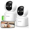 MROWLY Telecamera WiFi Interno 4MP 2.5K, 2 Pezzi