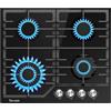 TOPWISH piano cottura gas 4 fuochi, Piano cottura a gas 60cm, Piano cottura 4 fuochi, Incorporato con supporti in ghisa, NG/LPG convertibile, protezione della termocoppia, 8000W