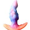 AMAZBEE Plug anale luminescente per dilatazione indossabile con base a forma di T in silicone Monster per massaggio della prostata e del punto G (L,1)