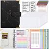 SKYDUE Money Binder, Challenge Del Risparmio, A6 Raccoglitore Documenti Con Buste Cerniera Trasparenti, Agenda Risparmio Soldi, Budget Planner Raccoglitore Di Bilancio(Nero Marmo)