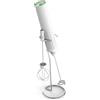 Meichoon Mini montalatte portatile con 2 testine di miscelazione con supporto in acciaio inox, 3 modalità di velocità, per latte, caffè, latte, cioccolata calda, KT51, bianco