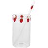 TOPBATHY 1 Set di Vetro di Fragola Tazza di Vetro Latte Resistente al Calore Bottiglia con Paglia Carino Succo Di Caffè Acqua Bere per Casa Office