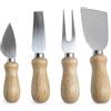 MIJOMA Set di 4 posate da formaggio con manico in legno, coltello da formaggio morbido, coltello da formaggio duro, spatola per formaggio e forchetta da formaggio.