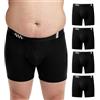 ZAKASA Boxer Uomo Taglie Forti: Mutande Lunghi Boxer Cotone Aderenti Maschile con Mosca Aperta Senza Etichette Traspiranti Taglie 5XL Nero Pacco da 4