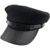 VASANA Cappello da autista nero, stile retrò, militare, in pelle di cotone, per capitano marinaio, cappello piatto classico vintage newsboy, per uomini