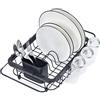KINGRACK Scolapiatti da Appoggio per Allungabile, Scolapiatti per Asciugare Utensili da Cucina, Con Portaposate e Portabicchieri, Nero