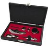 H&H Cofanetto Sommelier in Legno Nero - Set 6 Pezzi con Levatappi Cameriere, Tappo Salvagusto, Tappo Versatore e Anello Salvagoccia - Elegante Kit Regalo per Amanti del Vino