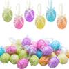 Wehhbtye 30 uova da appendere glitterate, decorazioni colorate a forma di uovo di Pasqua, in schiuma, per albero di Pasqua, Natale, casa, feste, fai da te, decorazioni artigianali (taglia S)