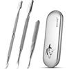BEZOX Kit Professionale Cuticle Pusher 3 Pezzi - Cucchiaio Spingi Cuticole a Due Estremità - Strumento Per Pelle Morta - Acciaio Inossidabile