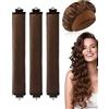 CULEB 3Pcs Bigodini Senza Calore con 1 Cuffia di Seta,Bigodini Morbidi per Dormire,Heatless Curls,Hair Curler,Ferro Arricciacapelli Senza Calore,Velluto Fascia Morbida per Tutti Tipi Capelli,Marrone