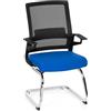 HJH Office 732070 Sedia Cantilever con Braccioli INVENTOR V Poltroncina a Sbalzo con Schienale in Tela Traspirante, Per Sale Attesa E Conferenze, Tessuto Nero/Blu