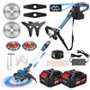 SUAIIOLK Decespugliatore a Batteria, Brushless Tagliabordi a Batteria con 2 Batterie 4,0Ah, Decespugliatore Elettrico con Spazzola per Erbacce, Telescopico Tagliaerba Elettrico per Rifinire Giardini, blu