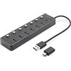 DIGITUS Hub DIGITUS USB 3.0 a 7 porte commutabili alloggiamento in alluminio