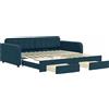 vidaXL Letto da giorno allungabile con cassetti blu 100x200 cm in velluto
