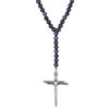 GAVU Collana Croce da Uomo, Collana a Y Rosario da Uomo di Perline di Onice Opaco e Sodalite con Ciondolo Croce di Acciaio Inox