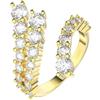 Bellitia Jewelry Vintage Anello Doppia Riga da Donna con Diamanti Brillanti e Pavé, Anello Regolabile di Fidanzamento a Doppia Fila in Oro 14k/Platino per Donne e Ragazze