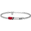 Clondo Bracciale Uomo Donna Milan in Acciaio - Collezione Ufficiale Calcio - Accessorio Elegante e Sportivo con Logo - Idea Regalo per Tifosi - Vari Modelli Disponibili (Steel Plate Red Black)