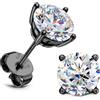 SLLAISS Orecchini Uomo Moissanite Argento 925 Diamante Orecchino Punto Luce Uomo Oro Bianco 18k Ipoallergenici Piccoli per Donna Orecchini Argento Sterling 925 Brillante Solitario 6.5 mm, Nero