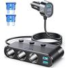 JOYROOM 【7 IN 1】JOYROOM 179W Sdoppiatore Presa Accendisigari per Auto,【PD30W & 3 Porte USB】Caricabatteria Auto USB C con Cavo 1m, 12V/24V Car Charger con voltmetro a LED, Splitter Multiplo per iPhone 17